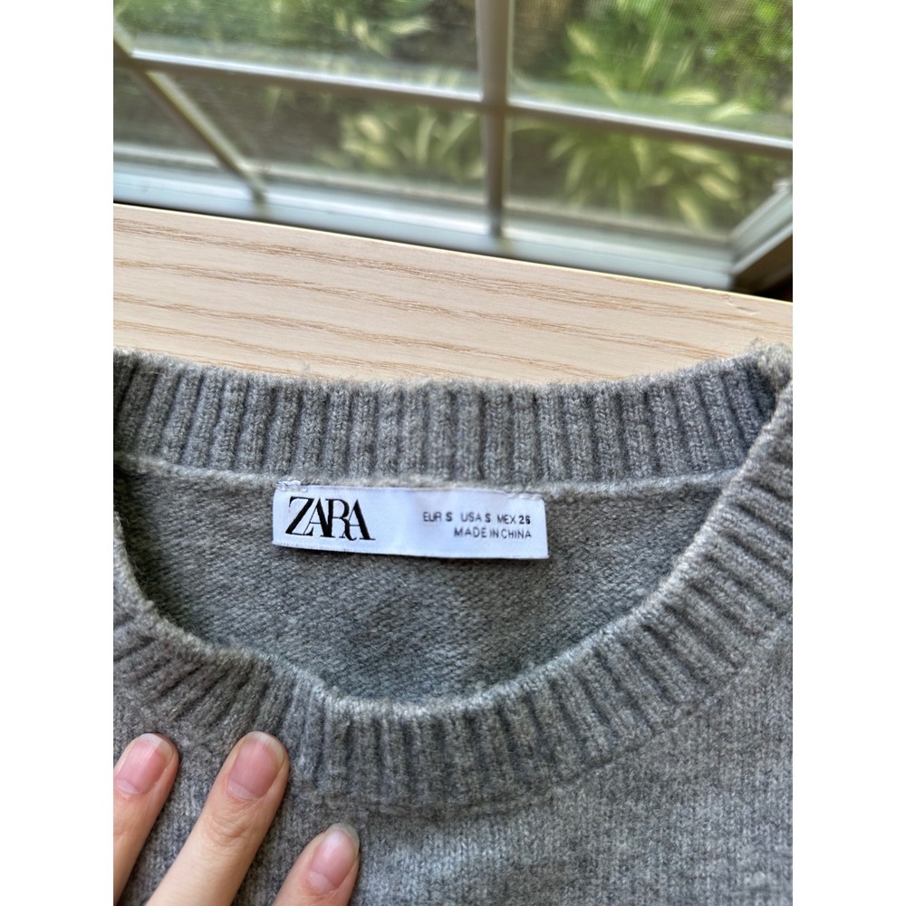 Zara Gray Knit Wool Blend Sweater Vest Sleeveless Crew Neck Size S Minimalist - Picture 4 of 6